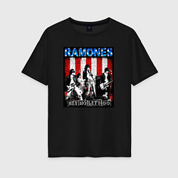 Женская футболка оверсайз Ramones hey ho lets go