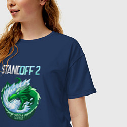Футболка оверсайз женская Dragon - Standoff 2, цвет: тёмно-синий — фото 2
