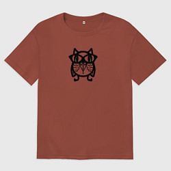 Футболка оверсайз женская Сова в очках, цвет: кирпичный