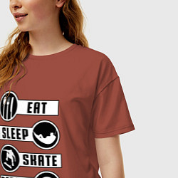 Футболка оверсайз женская Еда сон скейт, цвет: кирпичный — фото 2