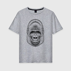 Женская футболка оверсайз Голова весёлой гориллы