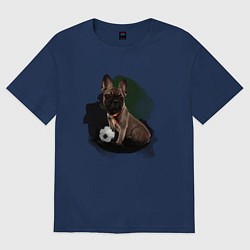 Женская футболка оверсайз Французский бульдог щенок футболист