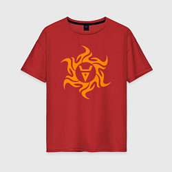 Футболка оверсайз женская Символ славянского велеса, цвет: красный