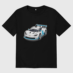 Футболка оверсайз женская Спортивная машинка, цвет: черный