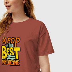 Футболка оверсайз женская K-pop slogan, цвет: кирпичный — фото 2