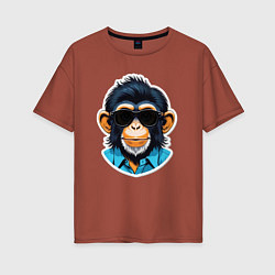 Женская футболка оверсайз Портрет обезьяны в темных очках