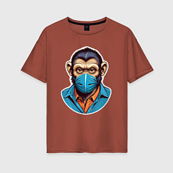 Женская футболка оверсайз Портрет обезьяны в маске