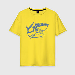 Футболка оверсайз женская Большая акула, цвет: желтый