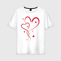 Женская футболка оверсайз Пересекающиеся красные сердца