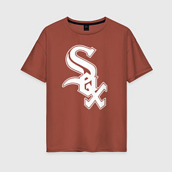 Футболка оверсайз женская Chicago white sox - baseball, цвет: кирпичный