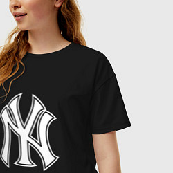 Футболка оверсайз женская New York yankees - baseball logo, цвет: черный — фото 2