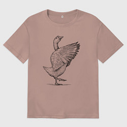 Футболка оверсайз женская Гусь встрепенусь, цвет: пыльно-розовый
