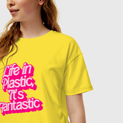 Футболка оверсайз женская Barbie life in plastic, цвет: желтый — фото 2