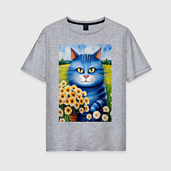Женская футболка оверсайз Мартовский кот