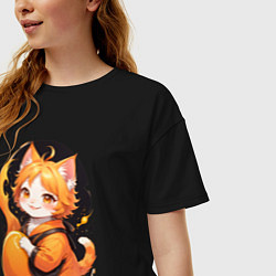 Футболка оверсайз женская Милая кисуля, цвет: черный — фото 2