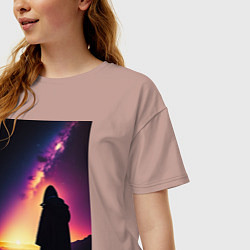 Футболка оверсайз женская Млечный путь и путник, цвет: пыльно-розовый — фото 2