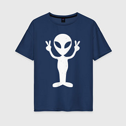 Футболка оверсайз женская Peace alien, цвет: тёмно-синий