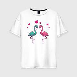 Футболка оверсайз женская Flamingo love, цвет: белый