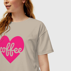 Футболка оверсайз женская Pink coffee, цвет: миндальный — фото 2
