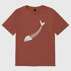 Футболка оверсайз женская Скелет рыбы, цвет: кирпичный