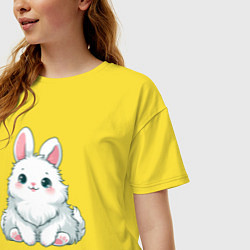 Футболка оверсайз женская Пушистый аниме кролик, цвет: желтый — фото 2