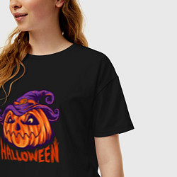 Футболка оверсайз женская Halloween праздник, цвет: черный — фото 2