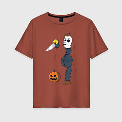 Футболка оверсайз женская Halloween killer, цвет: кирпичный