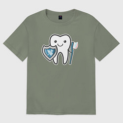 Футболка оверсайз женская Зубик, цвет: авокадо