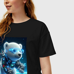 Футболка оверсайз женская Кибер медвежонок - милашка, цвет: черный — фото 2