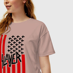 Футболка оверсайз женская Slayer Flag, цвет: пыльно-розовый — фото 2