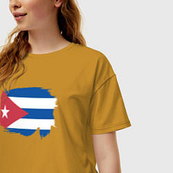 Футболка оверсайз женская Флаг Кубы, цвет: горчичный — фото 2