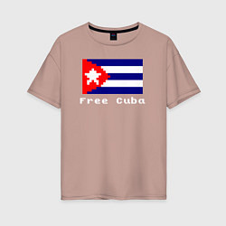 Футболка оверсайз женская Free Cuba, цвет: пыльно-розовый