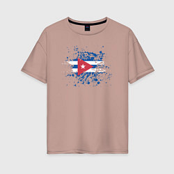 Футболка оверсайз женская Куба клякса, цвет: пыльно-розовый
