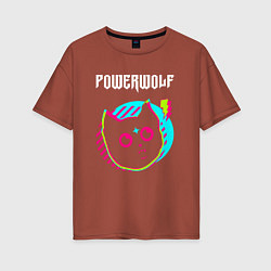 Женская футболка оверсайз Powerwolf rock star cat