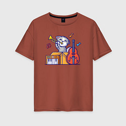 Женская футболка оверсайз Джазовый котик