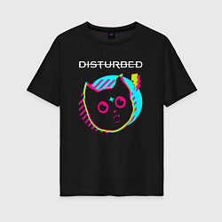 Футболка оверсайз женская Disturbed rock star cat, цвет: черный