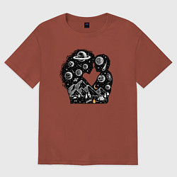 Футболка оверсайз женская Space family, цвет: кирпичный