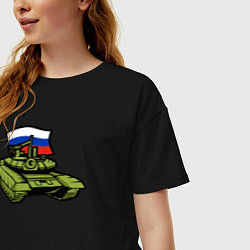 Футболка оверсайз женская Russian tank, цвет: черный — фото 2