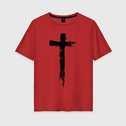Женская футболка оверсайз Крест простой графика