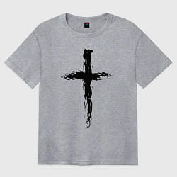 Женская футболка оверсайз Крест волнистый графика