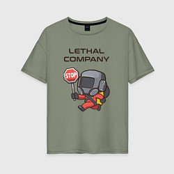 Футболка оверсайз женская Lethal company: Stop Please, цвет: авокадо