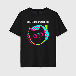 Футболка оверсайз женская OneRepublic rock star cat, цвет: черный