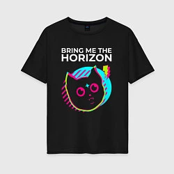 Футболка оверсайз женская Bring Me the Horizon rock star cat, цвет: черный