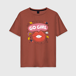 Футболка оверсайз женская Go girl lips, цвет: кирпичный