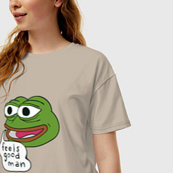 Футболка оверсайз женская Pepe feels good man, цвет: миндальный — фото 2