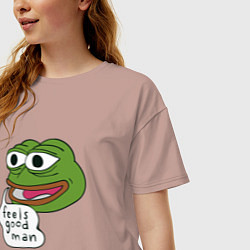 Футболка оверсайз женская Pepe feels good man, цвет: пыльно-розовый — фото 2