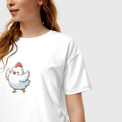 Футболка оверсайз женская Веселая мультяшная курица, цвет: белый — фото 2