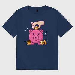 Женская футболка оверсайз Свинья копилка