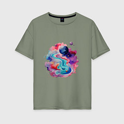 Женская футболка оверсайз Космос акварель