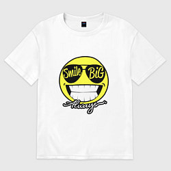 Футболка оверсайз женская Smile big always, цвет: белый